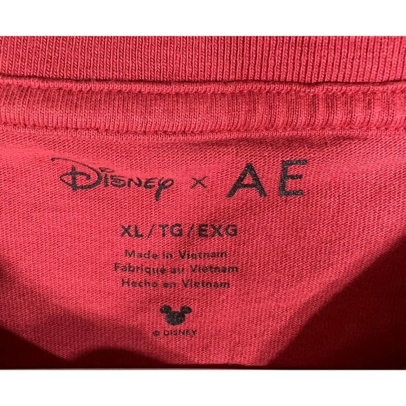 Disney x AE American Eagle Mickey Mouse Be Love Fun True You T-shirt Mens XL Red - Picture 3 of 14